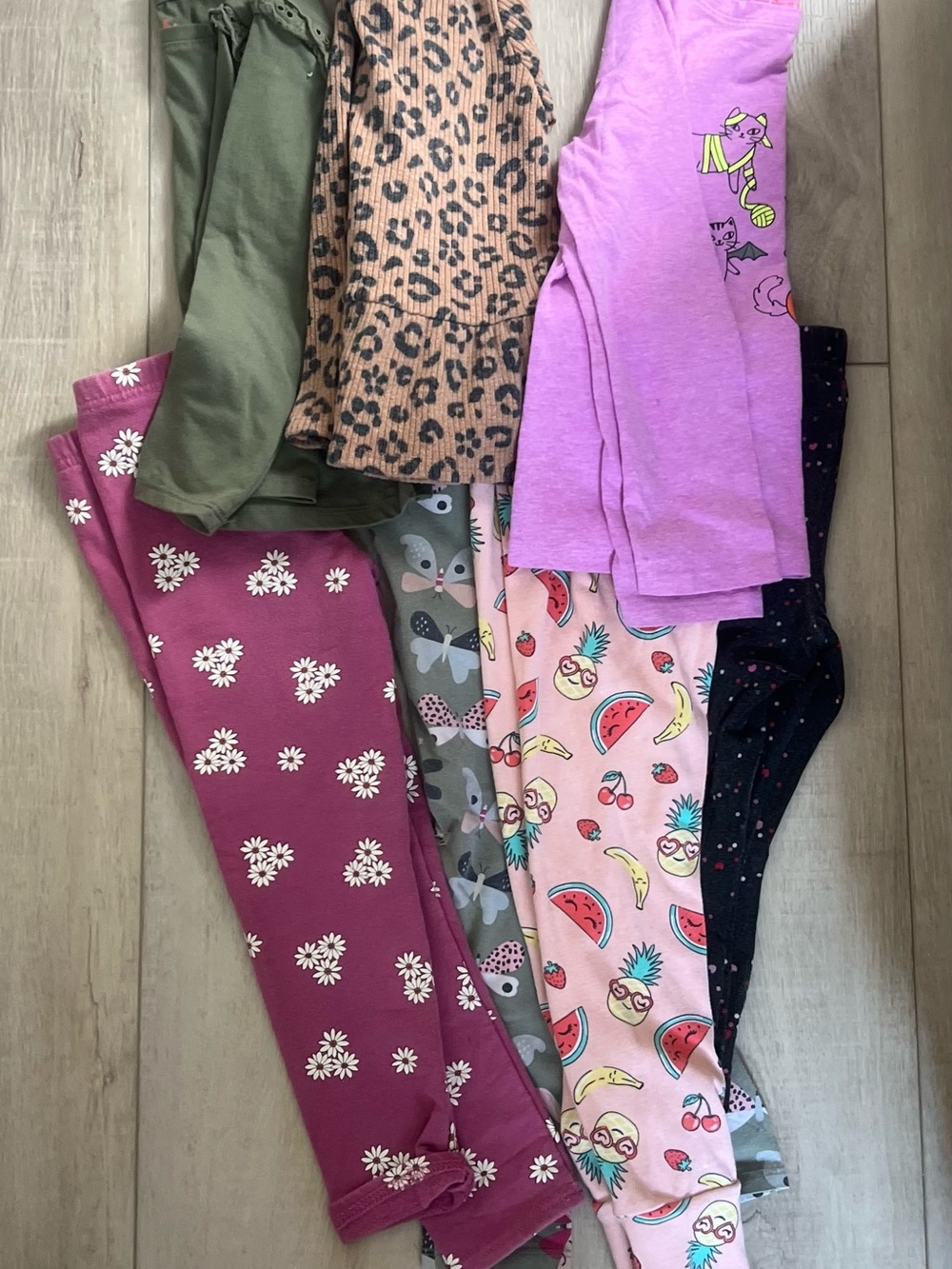 4T Winter Girls' Assorted Patterned Leggings - Pink, Purple, Green, Maroon